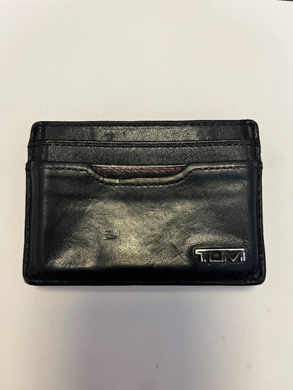 TUMI Slim Card Case ID & Money Holder in Black Nappa